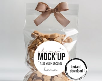 Dog Treat Bag Mockup, Round Tag Mockup, Sticker Label Mockup, Dog Bones Mockup, Dog Biscuits, Mockup, Dog Treat Bag Sticker Mockup