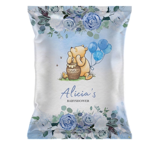 Editable Winnie The Pooh baby shower boy Chip bag