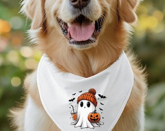 Halloween Dog Bandana: Too Cute Ghost, Pet Costume Accessory