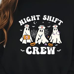 Nurse Halloween Shirt Nursing Student Tshirt Night Shift Crew Nurse Sweatshirt Nursing Life Tee Gift for Nurse Team Night Shift