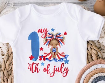 My 1st 4th of July T-Shirt Patriotic Girl Baby Shirt Independence Day USA Toddler Tee