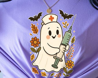 Ghost Nurse Comfort Colors Shirt, Halloween ER Tee