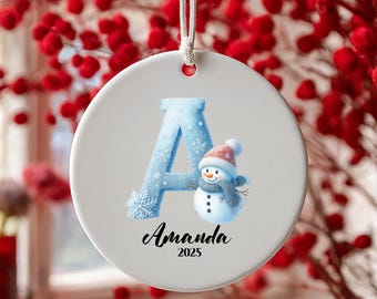 Personalized Initial Christmas Ornament Custom Family Name