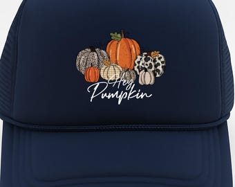 Hey Pumpkin Trucker Hat, Fall Thanksgiving Mesh Cap