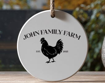 Personalized Farm Name Chicken Ornament Christmas Farmer Gift