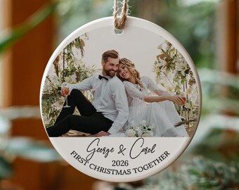 Vintage Style First Christmas Married Ornament with Names and Year
