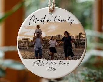Personalized Picture Ornament with Family Name and Florida Location 2026