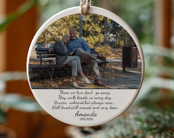 Heartwarming In Loving Memory Ornament with Autumn Couple Photo and Quote