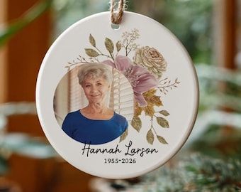 Memorial Keepsake Ornament with Personalized Photo and Script Name 2026