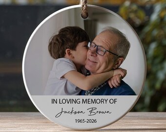 In Loving Memory Memorial Glass Ornament with Photo and Custom Names