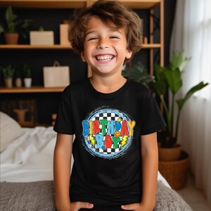 Birthday Boy Shirt: Retro Checkered Kids Tee
