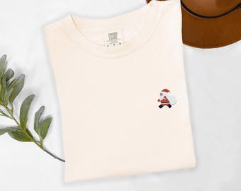 Santa Embroidered Christmas Sweatshirt Family Matching Holiday Shirt