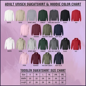 the hoodie sweatshirt and hoodie color chart