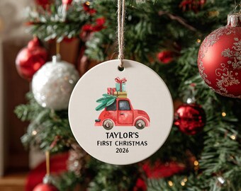 Baby's First Christmas Ornament Personalized Truck Keepsake Custom Baby Boy Ornament