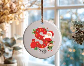 Personalized Letter Name Christmas Ornament 2025 Santa Elf Ornament