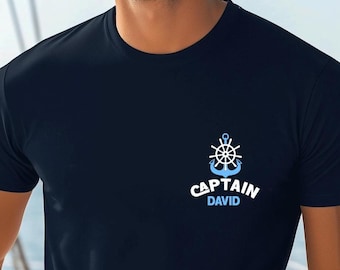 Custom Captain T-Shirt: Personalized Nautical Sailing Boat Tee