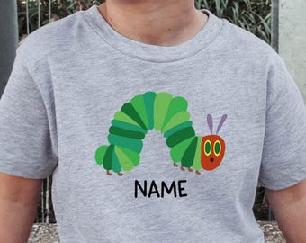 Camiseta infantil personalizada de La Oruga Hambrienta: Camiseta de cumpleaños con nombre personalizado