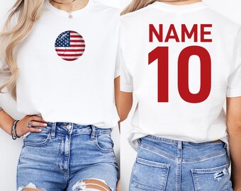 Personalized USA Soccer Shirt Custom Name Number T-shirt World Cup 2026 Jersey Style Tee