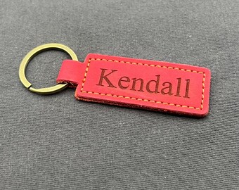 Personalized Leather Keychain Custom Engraved Key ring Birthday Gift
