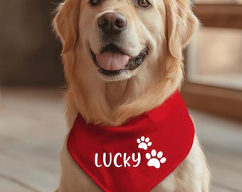 Personalized Waterproof Dog Bandana: Custom Name Tie-On Collar