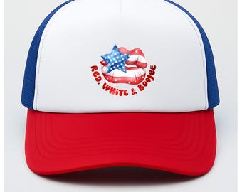 Red White & Boujee Patriotic Lips Hat Amerikan Flag Cap