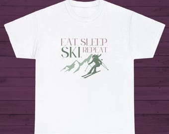 Eat Sleep Ski Rapport T-Shirt Retro Serif Font Shirt für Skifahrer und Snowboarder