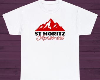 St Moritz Apres-Ski Retro T-Shirt Vintage Style für Skifahrer und Snowboardfahrer