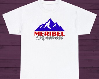 Meribel Après-Ski Retro T-Shirt im Vintage-Stil für Skifahrer und Snowboarder