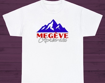 Megève Après-Ski Retro T-Shirt im Vintage-Stil für Skifahrer und Snowboarder