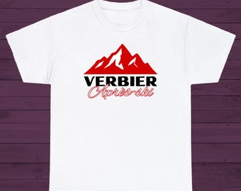 Verbier Après-Ski Retro T-Shirt im Vintage-Stil für Skifahrer und Snowboarder