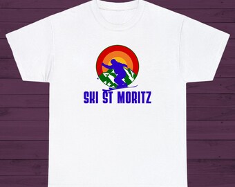 Ski St Moritz T-Shirt Stilvolles, auffälliges Ski Shirt für Skifahrer und Snowboarder