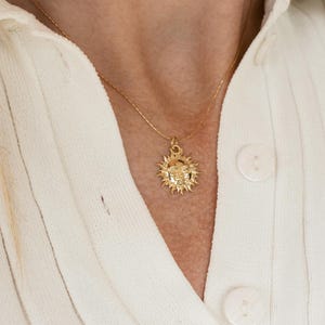 Gold-Plated Sterling Silver Sun Necklace: Celestial Boho Pendant
