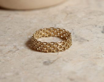 14k Solid Yellow Gold Chain Ring (4.6 mm)