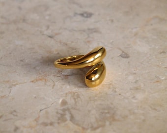 Tear Drop Wrap Around Ring (Heavy 18k Gold Plating)