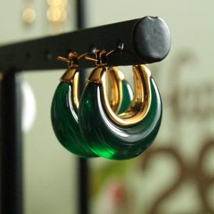 Green Chunky Hoop Earrings