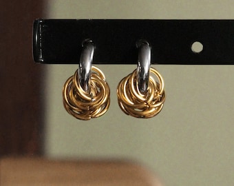 Two-Tone Twine Ball Earrings (Heavy 18k Gold Plating)
