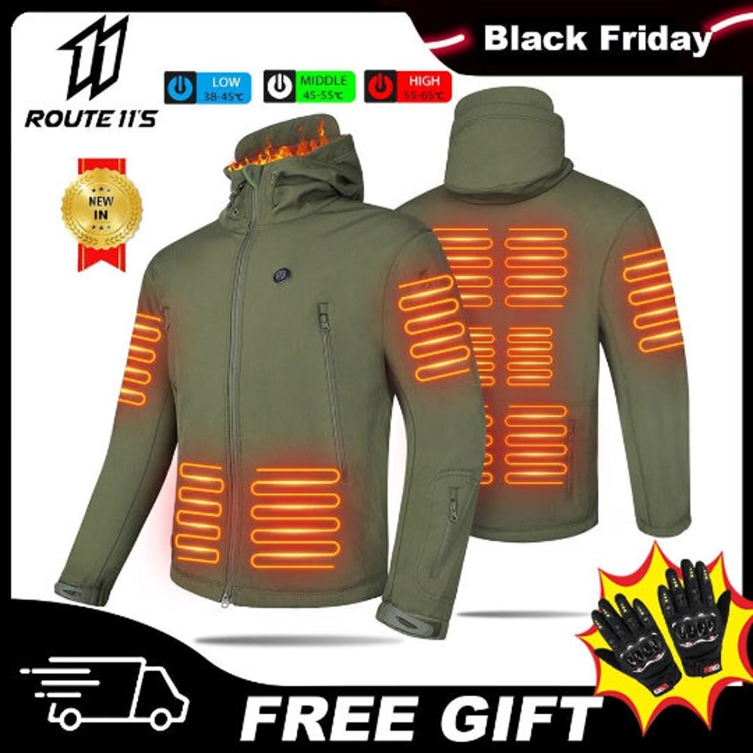 Heated Winter Jacket for Men Windproof Hiking Keeping Warm Etsy