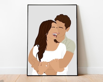 Faceless Portrait, Minimalist Illustration, Personalized  Gift for couples (Digital Artwork)