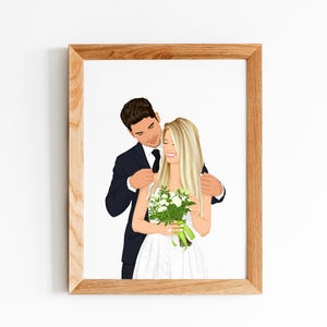 Retrato de boda personalizado, regalo de primer aniversario, regalo de compromiso, regalo para ella/él, pintura a partir de una foto, regalo de compromiso, regalos de boda para parejas