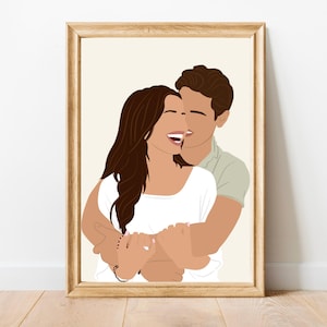 Retrato Personalizado de Pareja sin Rostro, Regalo de Aniversario o Compromiso, Dibujo Digital a partir de Foto, Regalo Romántico para Él