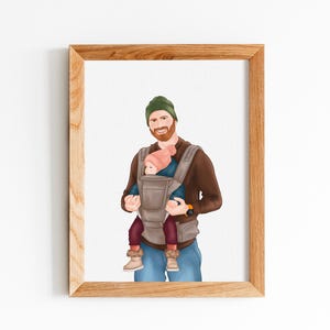 Personalized Fathers Day Gift, Custom Dad Portrait, Watercolor Portrait, Minimal Gift for Dad, Family Drawing, Gift For Family, Husband Gift