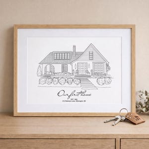 Schizzo personalizzato di una casa, illustrazione personalizzata della prima casa, regalo immobiliare