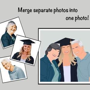 Custom Graduation Family Portrait • Faceless Illustration From Photo ...