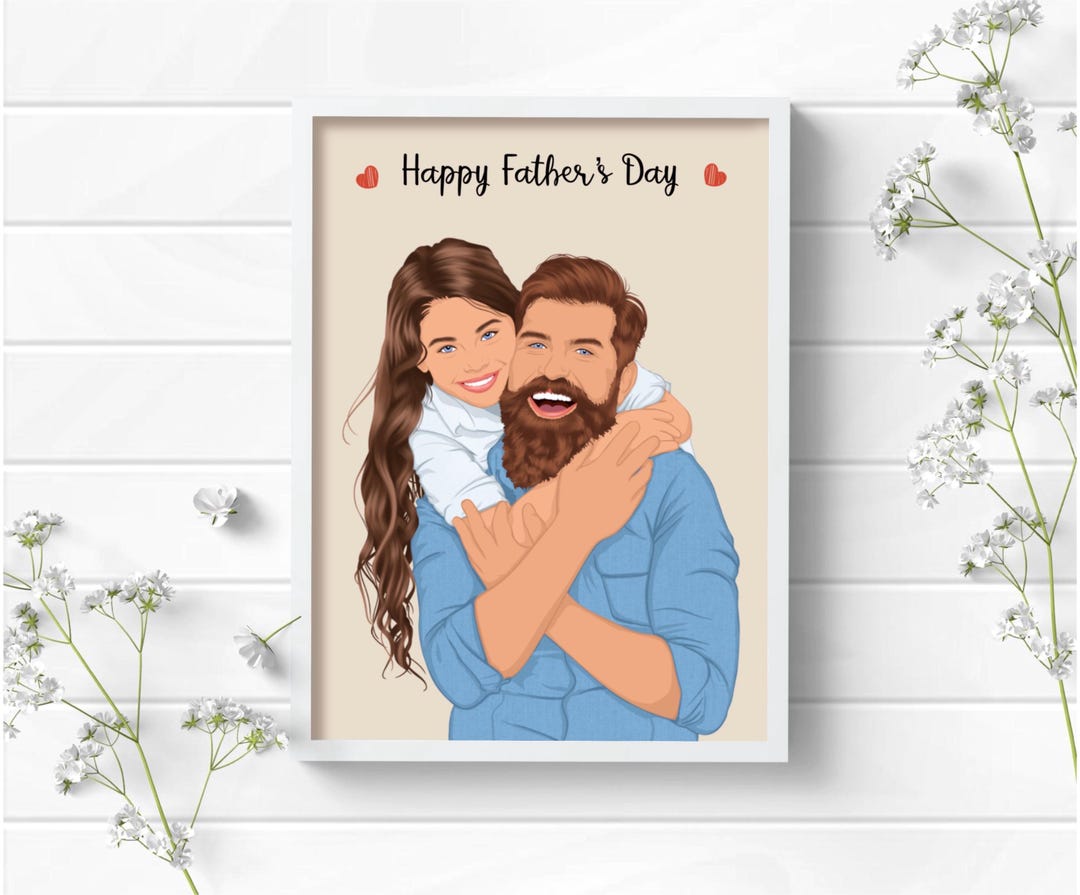 Custom Father Daughter Portrait Digital, Personalized Dad Gift From ...