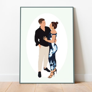 Portrait de couple personnalisé sans visage – Dessin numérique à partir d’une photo – Cadeau mariage, anniversaire ou fiançailles