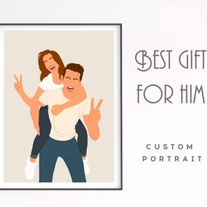 Custom Couple Portrait from Photo – Faceless Minimalist Drawing, Personalized Gift for Him or Her, Birthday or Anniversary Digital Art