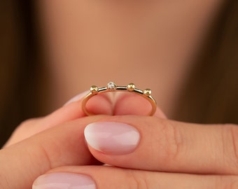 14K Solid Gold Dainty Stackable Ring