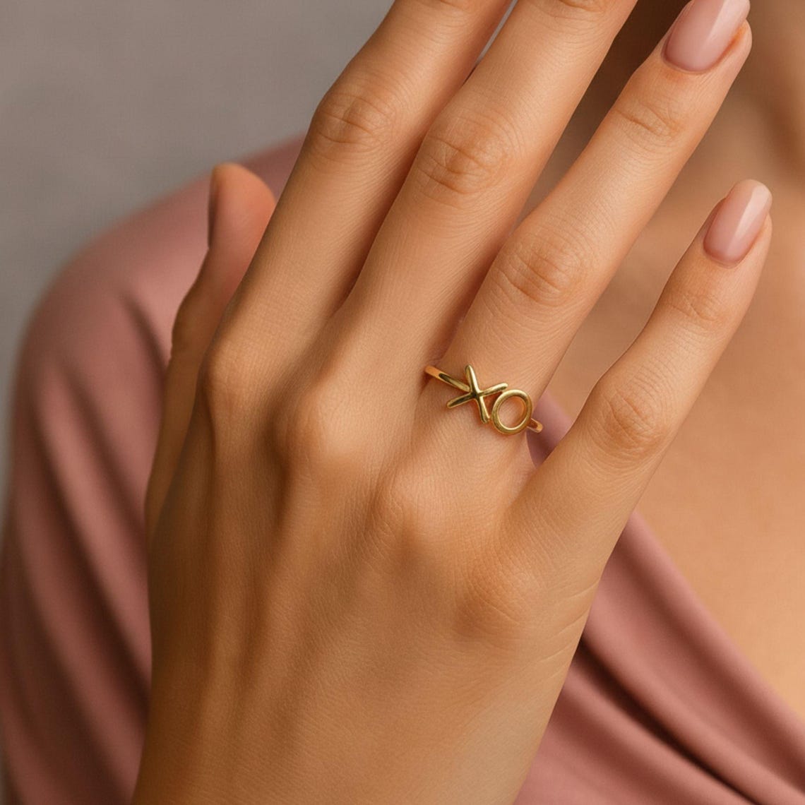 Set Di 5 Anelli Impilabili Donna – Oro 14K E Zirconia Cubica – Minimal, Non Sbiadisce (Taglie 6-10)
