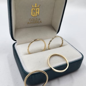 14k Yellow Gold Band Plain Wedding Ring Simple Thin 1.6 mm image 4