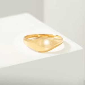 14K Solid Gold Curve Dome Gold Ring, Chunky Modern Dome Statement Ring Summer Gift for Women